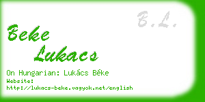 beke lukacs business card
